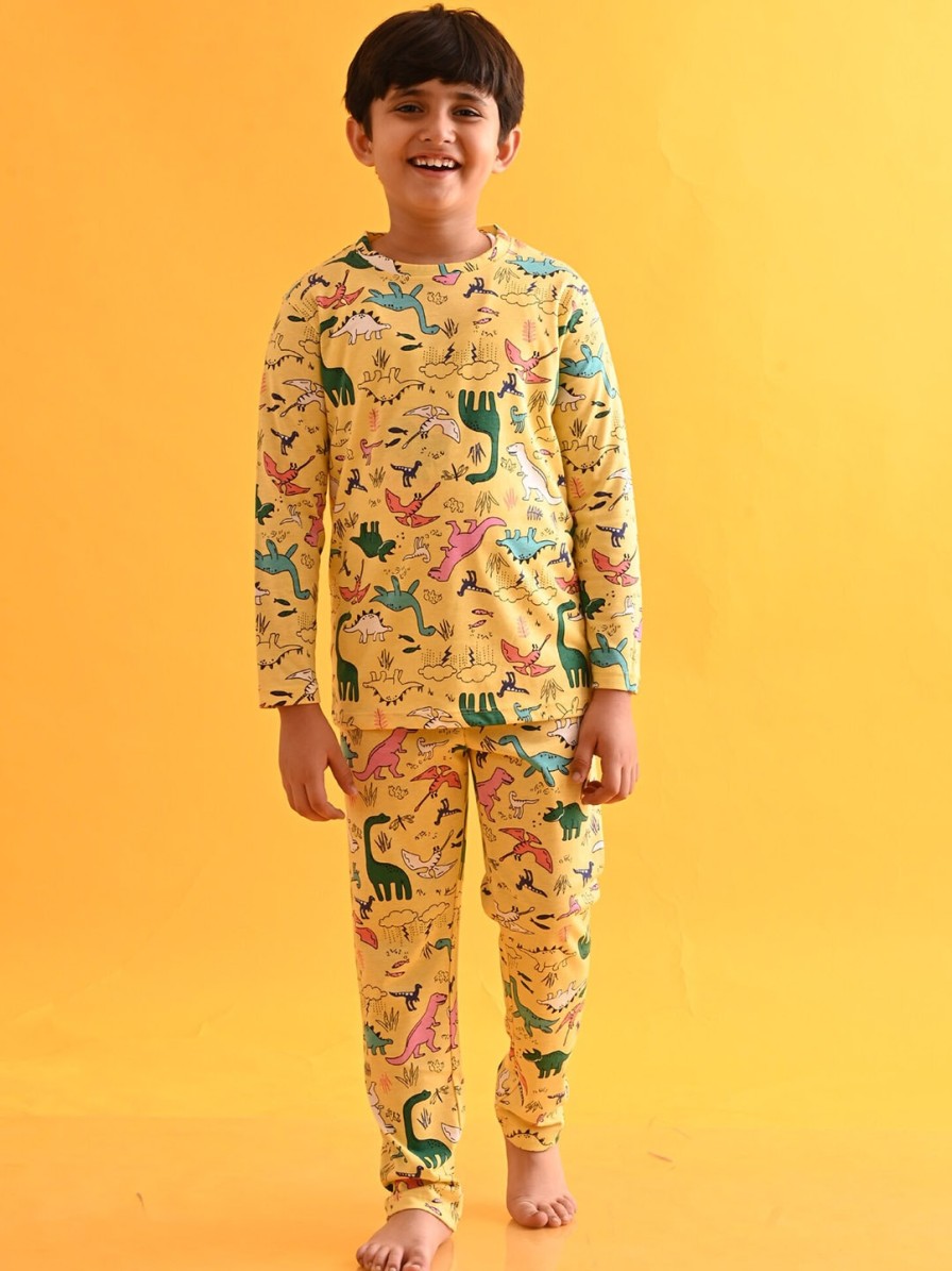 Kids Anthrilo Nightwear & Loungewear | Buy Anthrilo Boys Raining Dinosaur Printed Night Suit - Apparel For Boys