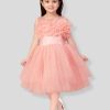 Kids Aarika Party Wear | Buy Aarika Girls Round Neck Fit And Flare Net Dress - Apparel For Girls