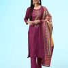 Women Sangria Dress Materials | Buy Sangria Embroidered Unstitched Kurta & Trouser With Dupatta Dress Material - Apparel For Women