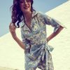 Women Athena Playsuits | Buy Athena Blue & White Linen Printed Jumpsuit - Apparel For Women