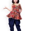 Kids BAESD Kurta Sets | Buy Baesd Girls Tribal Printed Pure Cotton Anarkali Kurta With Dhoti Pants - Apparel For Girls