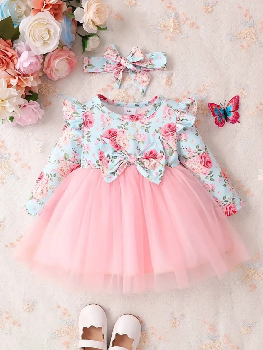 Kids BAESD Dresses | Buy Baesd Floral Printed Net Ruffles Fit And Flare Dress - Apparel For Girls