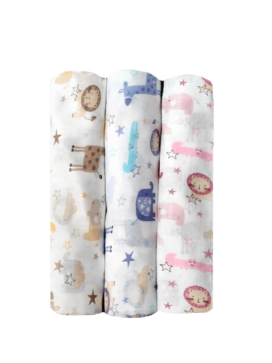 Kids Trance Home Linen Infant Care | Buy Trance Home Linen Kids Set Of 3 Printed Pure Cotton Malmal Swaddle Cloth - Accessories For Unisex Kids