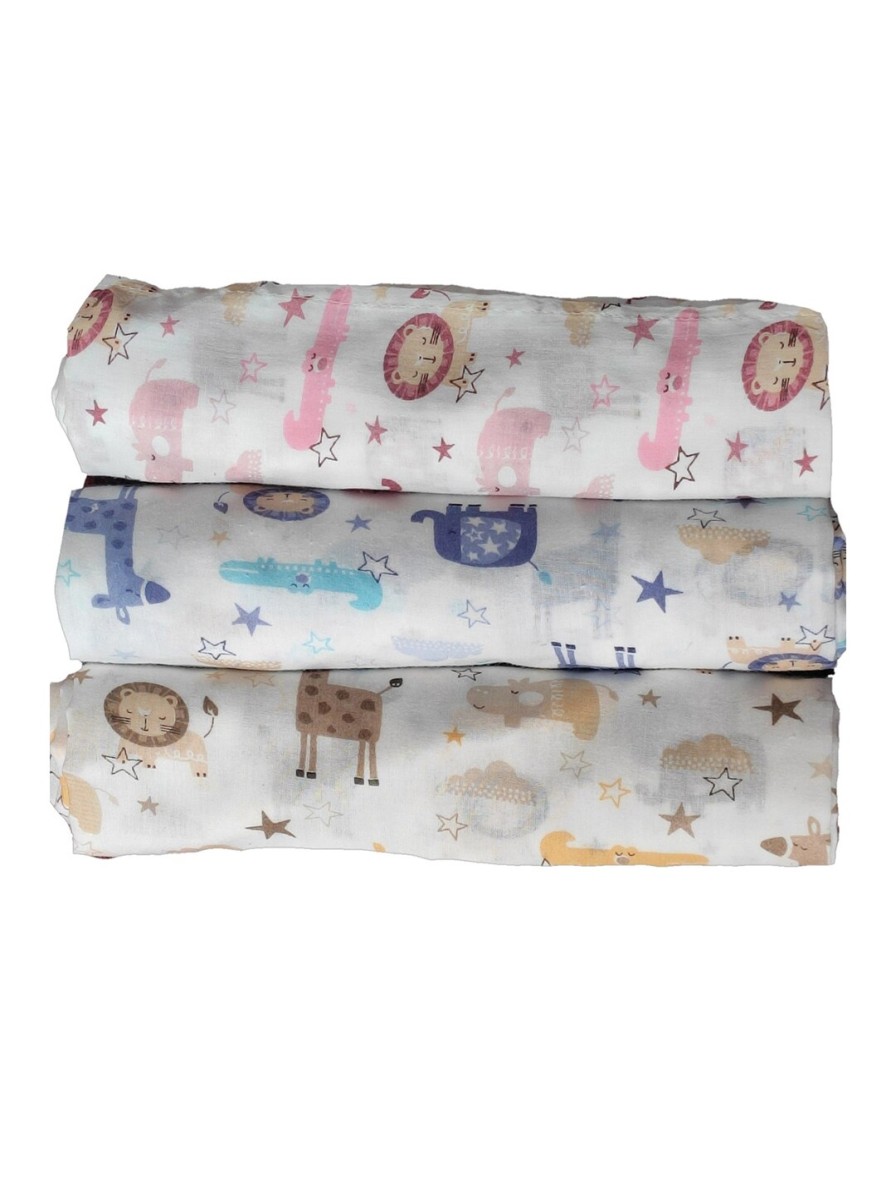 Kids Trance Home Linen Infant Care | Buy Trance Home Linen Kids Set Of 3 Printed Pure Cotton Malmal Swaddle Cloth - Accessories For Unisex Kids