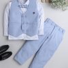 Kids DKGF FASHION Party Wear | Buy Dkgf Fashion Boys White & Blue 3 Piece Suit - Apparel For Boys