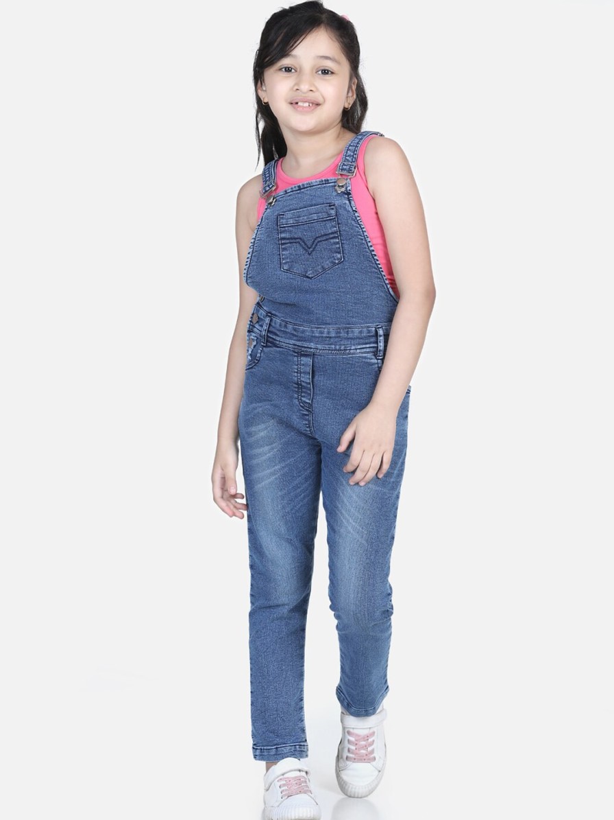 Kids StyleStone Dungarees & Jumpsuits | Buy Stylestone Girls Blue Solid Cotton Dungarees - Apparel For Girls