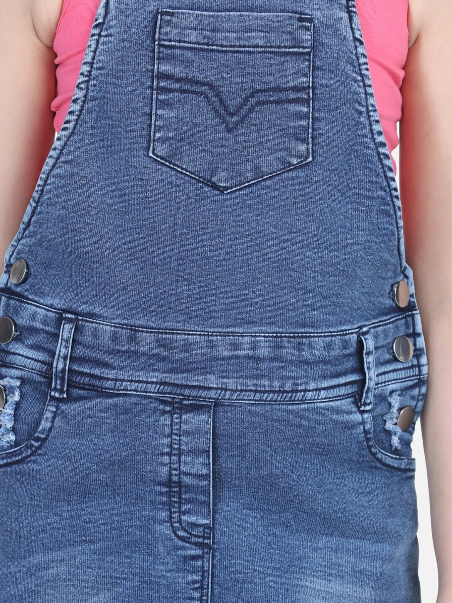 Kids StyleStone Dungarees & Jumpsuits | Buy Stylestone Girls Blue Solid Cotton Dungarees - Apparel For Girls