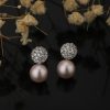 Women Carlton London Fashion Jewellery | Buy Carlton London Silver Toned Rhodium Plated Studded & Beaded Spherical Studs - Accessories For Women