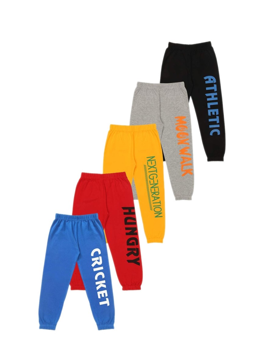 Kids BAESD Track Pants & Pyjamas | Buy Baesd Boys Pack Of 5 Printed Pure Cotton Joggers - Apparel For Boys