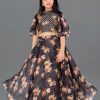 Women FASHION DREAM Lehenga Cholis | Buy Fashion Dream Girls Black & Brown Embroidered Ready To Wear Lehenga Choli - Apparel For Girls