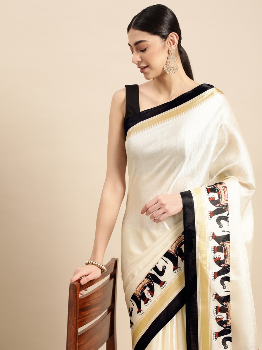 Women Anouk Sarees | Buy Anouk Ethnic Motifs Silk Blend Saree - Apparel For Women