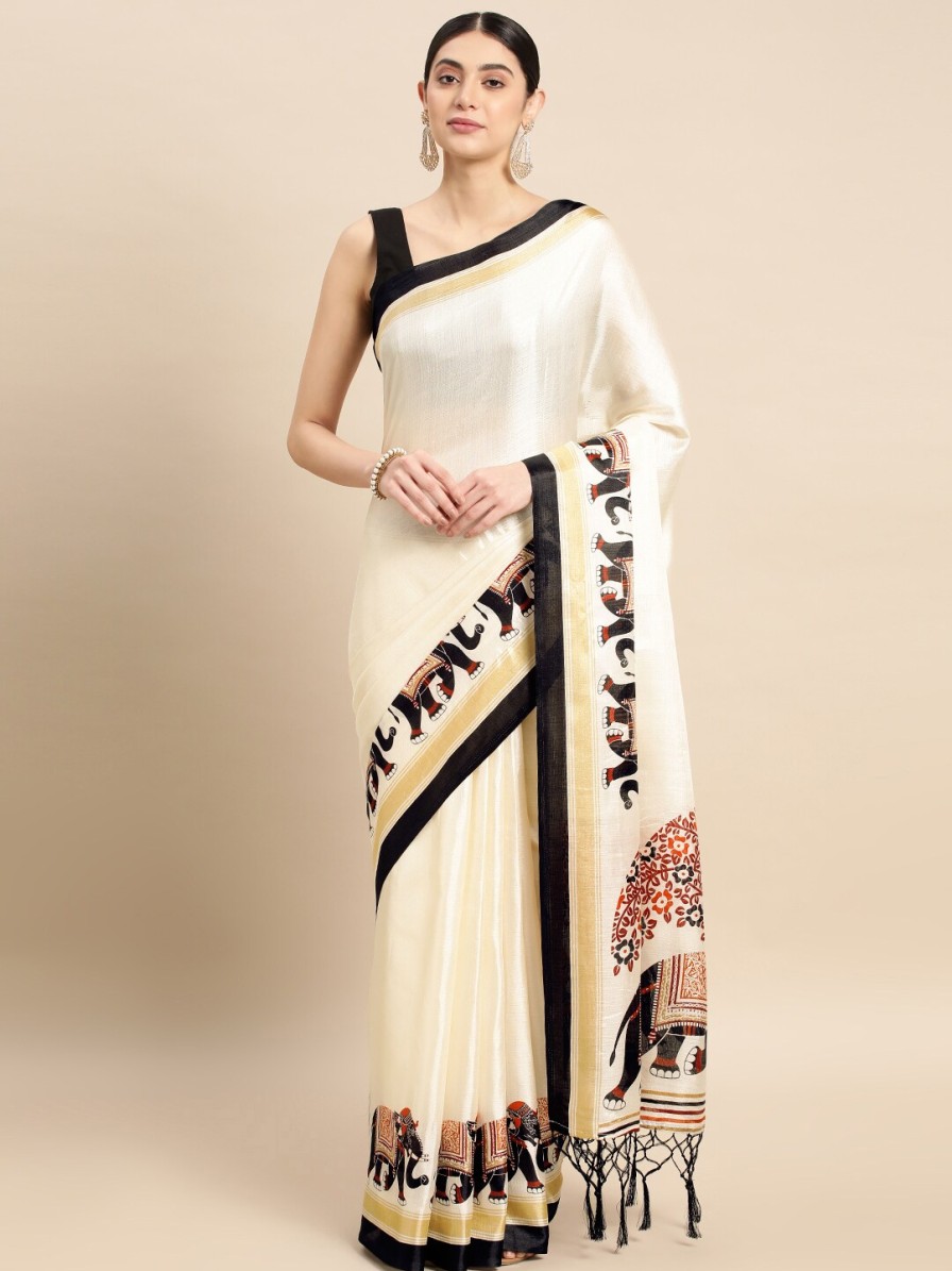 Women Anouk Sarees | Buy Anouk Ethnic Motifs Silk Blend Saree - Apparel For Women