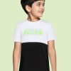 Kids HRX by Hrithik Roshan Hrx | Buy Hrx By Hrithik Roshan Boys White & Black Brand Logo Colourblocked Lifestyle T Shirt - Apparel For Boys