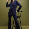 Women Tokyo Talkies Co-Ords | Buy Tokyo Talkies Blue Lapel Collar Blazer With Flared Trouser Co Ords - Apparel For Women