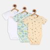 Kids MINI KLUB Rompers & Sleepsuits | Buy Mini Klub Infant Boys Pack Of 3 Printed Pure Cotton Rompers - Apparel For Boys