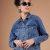 Women SASSAFRAS Jackets | Buy Sassafras Blue Washed Spread Collar Denim Jacket - Apparel For Women