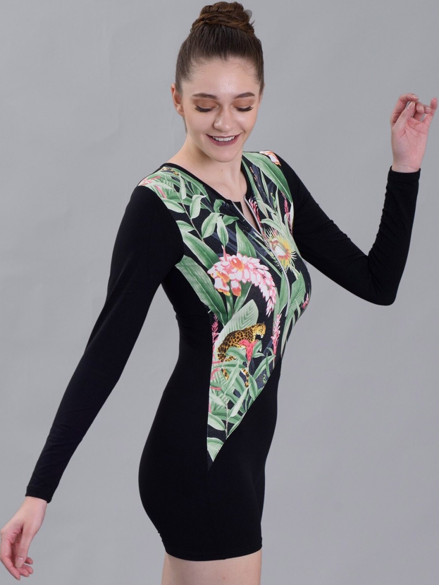 Women Keepfit Swimwear | Buy Keepfit Tropical Printed Long Sleeves Swim Legsuit With Medium Coverage - Apparel For Women