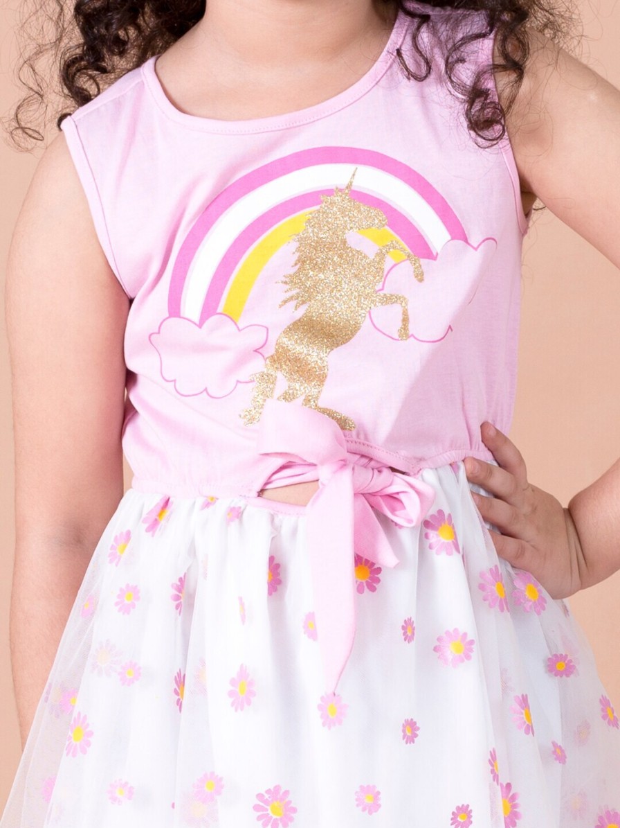 Kids pspeaches Dresses | Buy Pspeaches Girls White & Pink Net Dress - Apparel For Girls