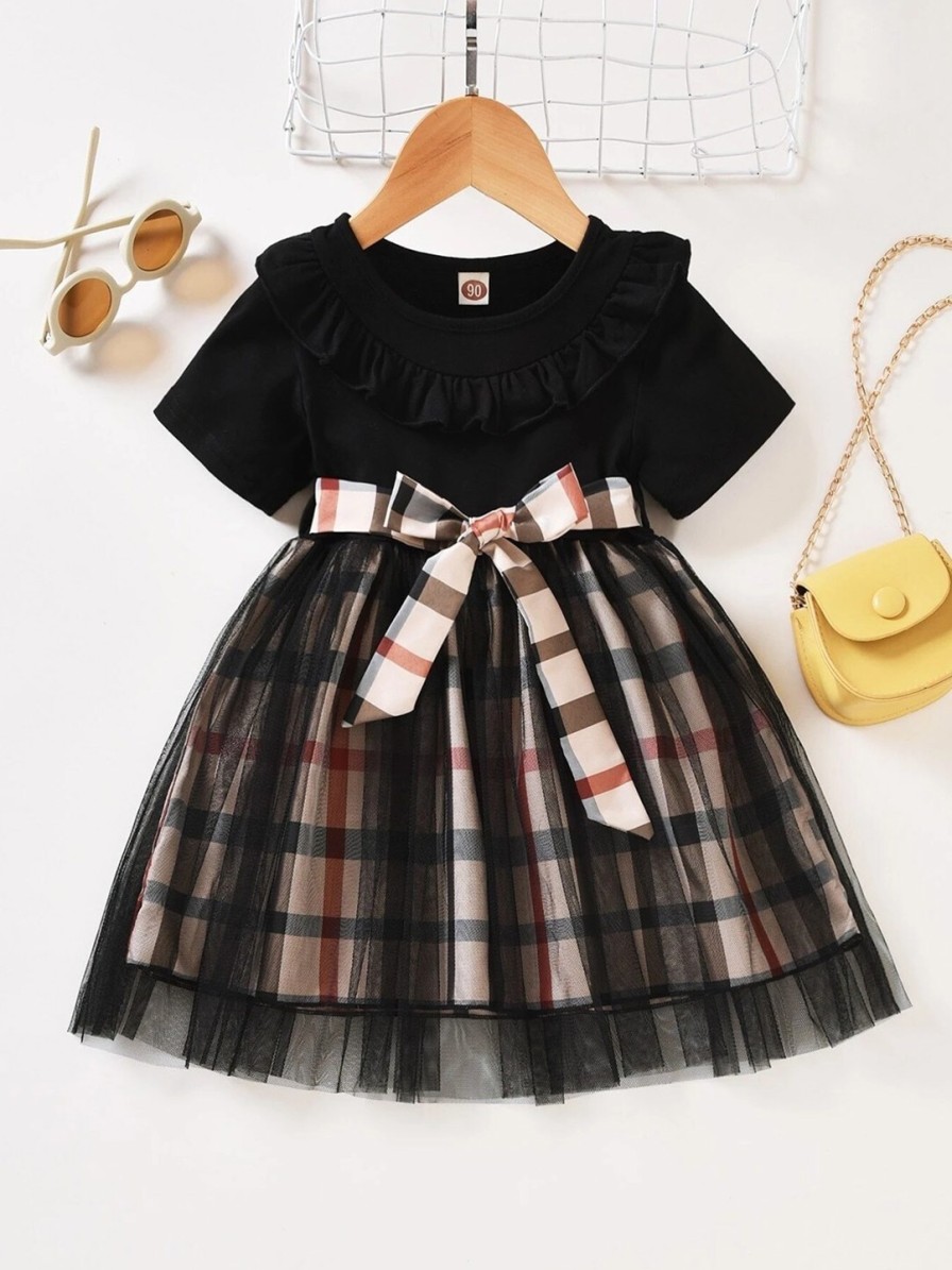 Kids BAESD Dresses | Buy Baesd Girls Checked Ruffled Fit And Flare Dress - Apparel For Girls