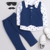 Kids BUMZEE Party Wear | Buy Bumzee Boys Navy Blue & White Printed Shirt With Trousers - Apparel For Boys