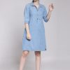 Women plusS Dresses | Buy Pluss Women Blue Solid Denim Shirt Dress - Apparel For Women