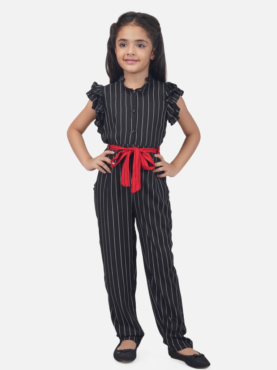 Kids HERE&NOW Dungarees & Jumpsuits | Buy Here&Now Girls Striped Basic Jumpsuit - Apparel For Girls