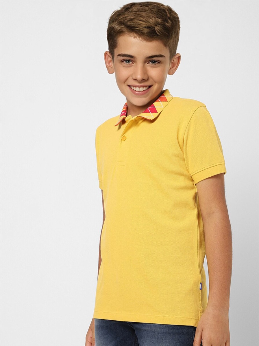 Kids Jack & Jones T-Shirts | Buy Jack & Jones Boys Yellow Polo Collar T Shirt - Apparel For Boys