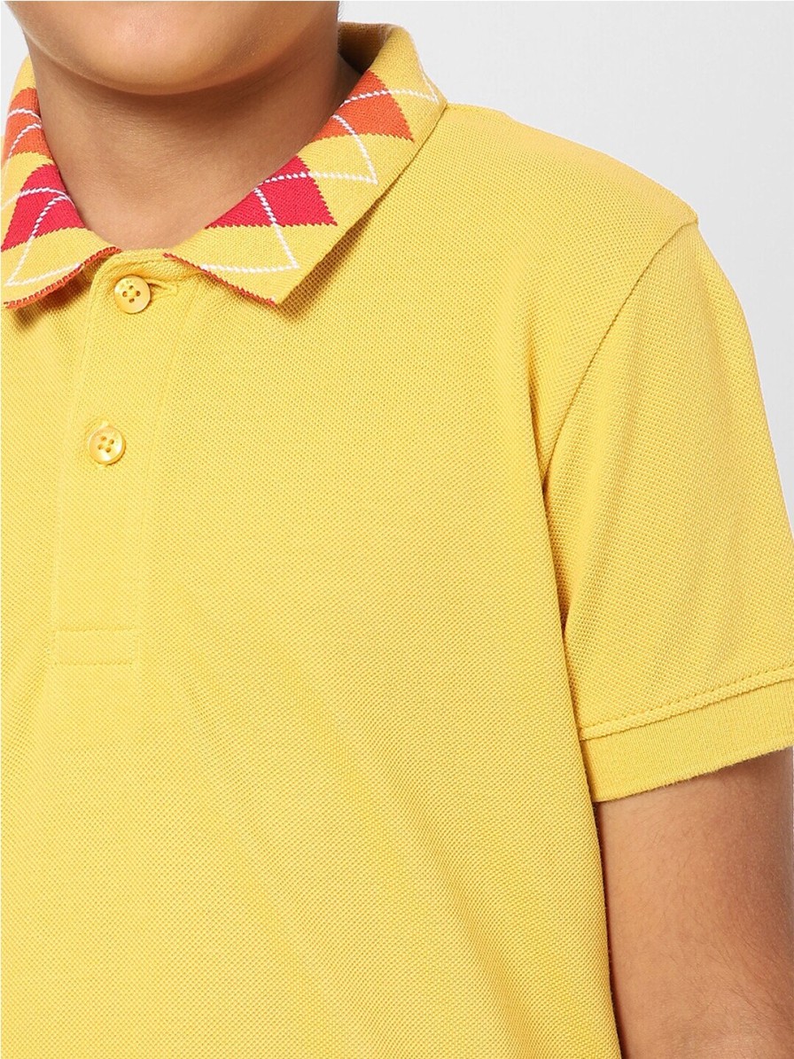 Kids Jack & Jones T-Shirts | Buy Jack & Jones Boys Yellow Polo Collar T Shirt - Apparel For Boys