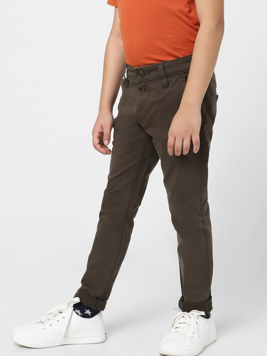 Kids Jack & Jones Trousers | Buy Jack & Jones Boys Green Regular Fit Solid Cotton Trousers - Apparel For Boys