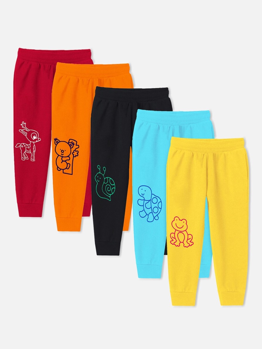 Kids Trampoline Nightwear & Loungewear | Buy Trampoline Kids Pack Of 5 Printed Cotton Lounge Pants - Apparel For Unisex Kids