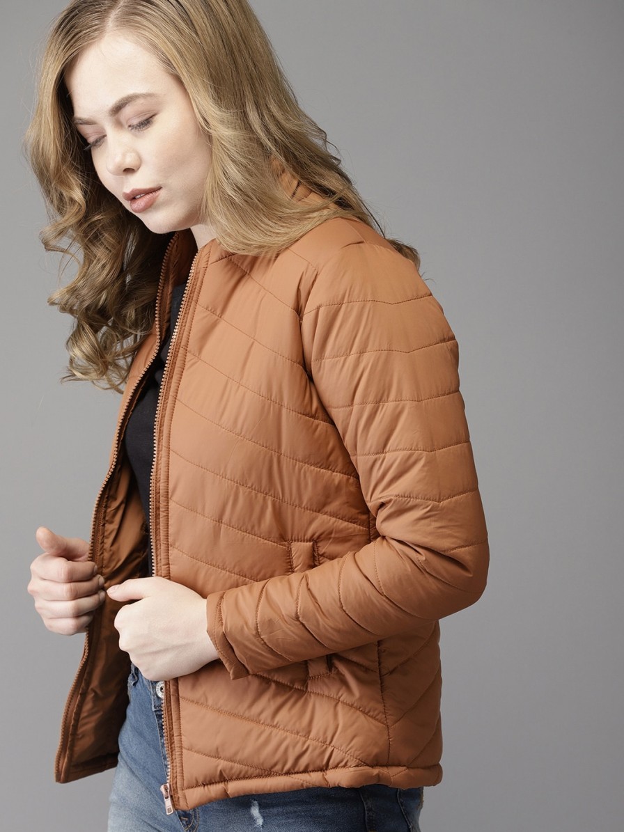 Women Campus Sutra Jackets | Buy Campus Sutra Women Camel Brown Solid Puffer Jacket - Apparel For Women