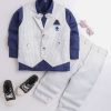 Kids DKGF FASHION Party Wear | Buy Dkgf Fashion Boys Navy Blue & Grey 3 Pieces Suit - Apparel For Boys