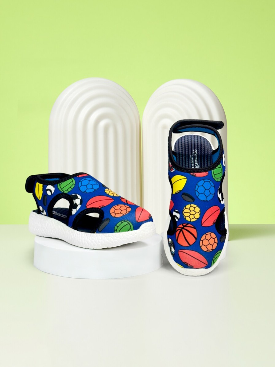 Kids KazarMax Sandals | Buy Kazarmax Kids Blue & Orange Printed Comfort Sandals - Footwear For Unisex Kids