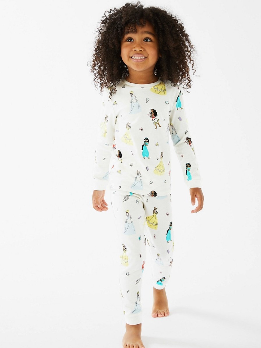 Kids Marks & Spencer Nightwear & Loungewear | Buy Marks & Spencer Girls White & Yellow Printed Night Suit - Apparel For Girls