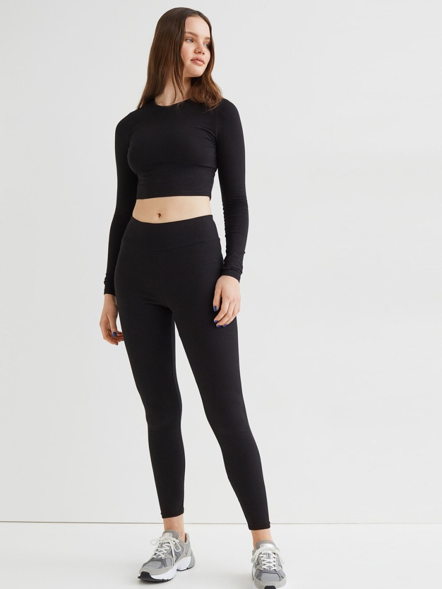 Women H&M Clothing | Buy H&M Women Black Solid High Waisted Leggings - Apparel For Women