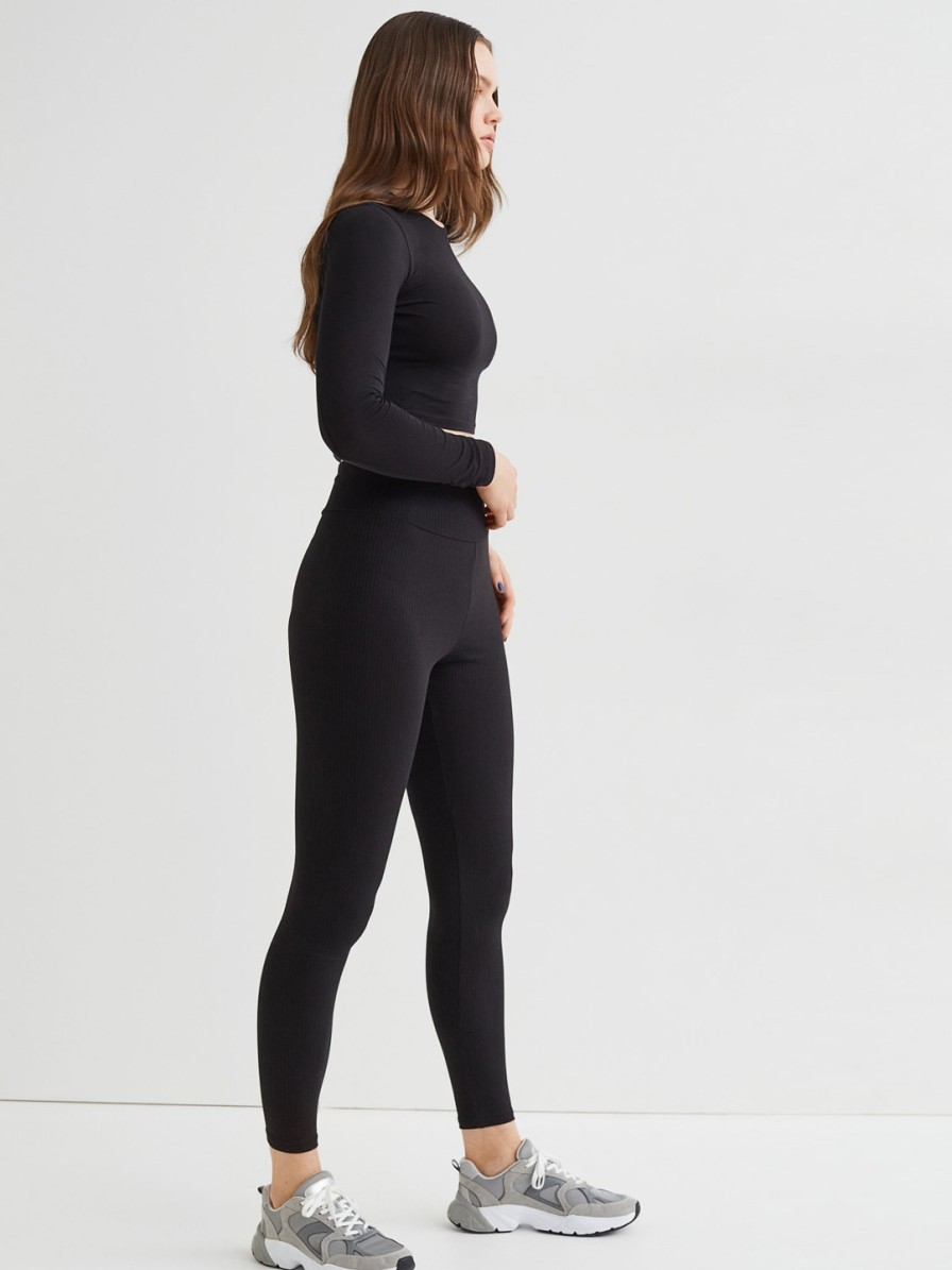 Women H&M Clothing | Buy H&M Women Black Solid High Waisted Leggings - Apparel For Women