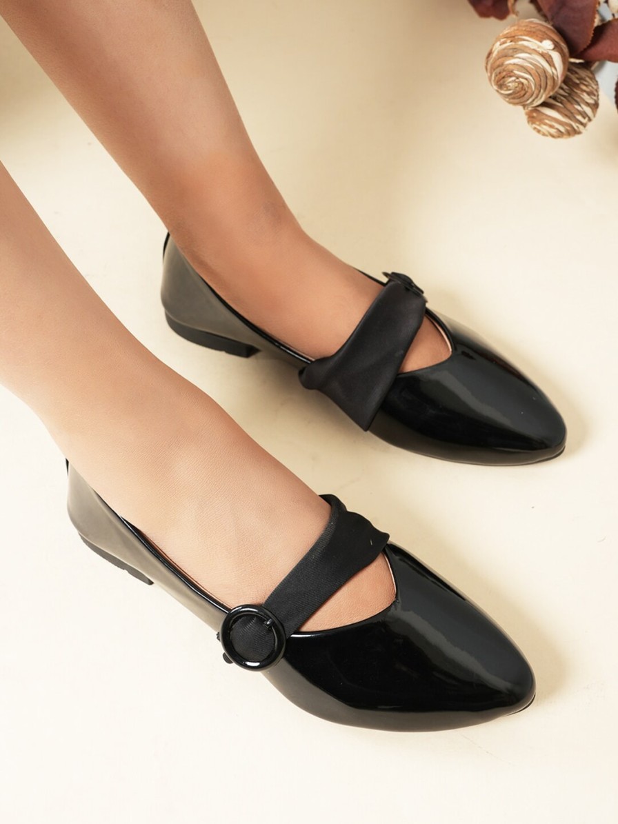 Women DressBerry Flats | Buy Dressberry Black Buckel Detail Pointed Toe Ballerinas Flats - Footwear For Women