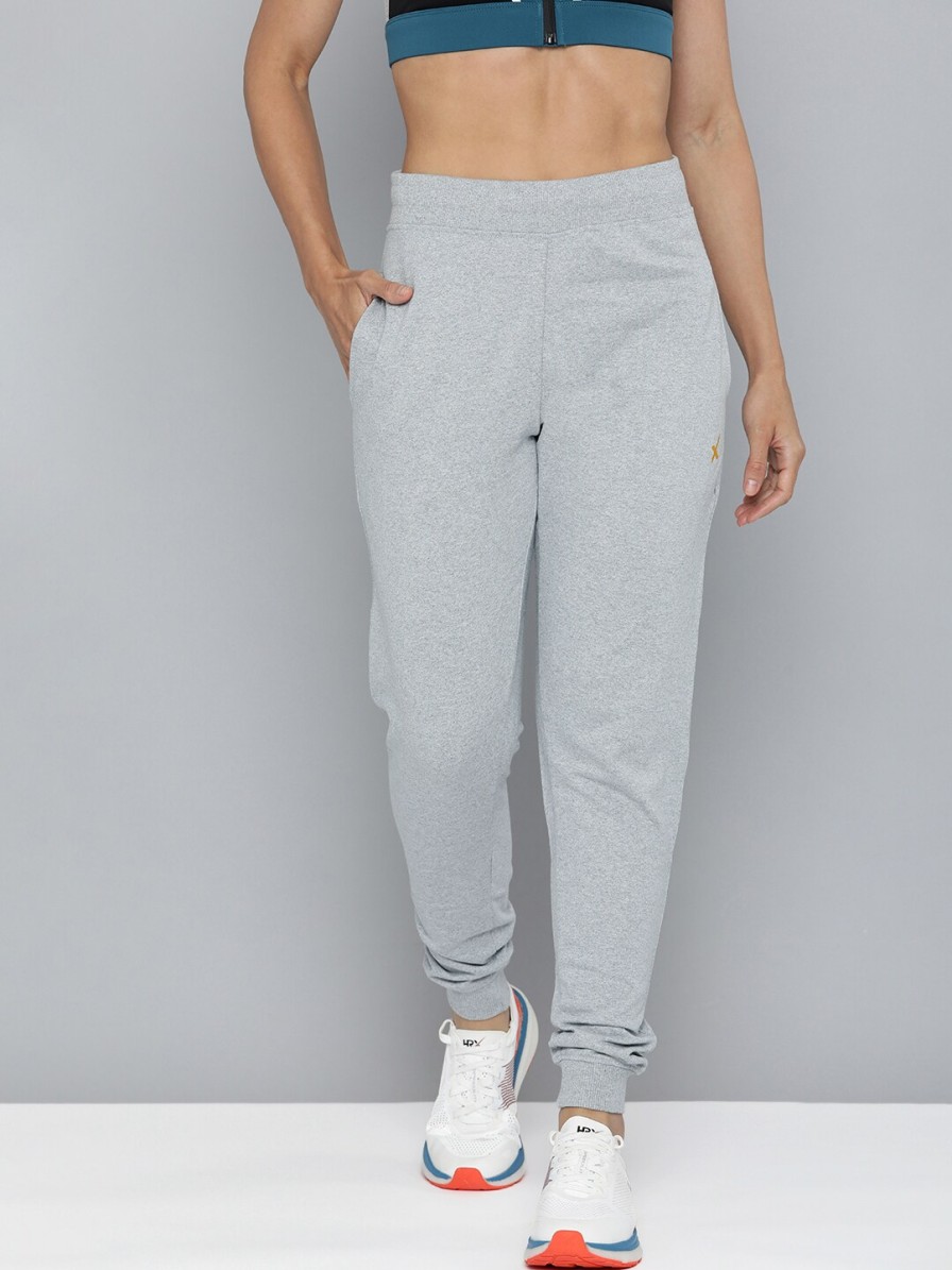 Women HRX by Hrithik Roshan Clothing | Buy Hrx By Hrithik Roshan Women Grey Melange Solid Joggers - Apparel For Women