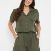 Women Color Cocktail Playsuits | Buy Color Cocktail Women Olive Green Solid Playsuit - Apparel For Women