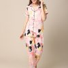 Women Claura Sleepwear & Loungewear | Buy Claura Women Peach Coloured & Black Printed Night Suit - Apparel For Women