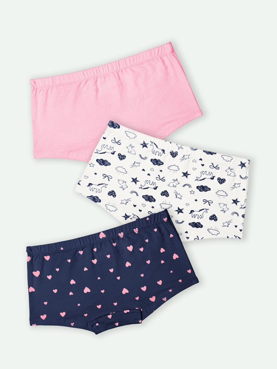 Kids ariel Innerwear & Thermals | Buy Ariel Girls Pack Of 3 Mid Rise Printed Boy Shorts - Apparel For Girls