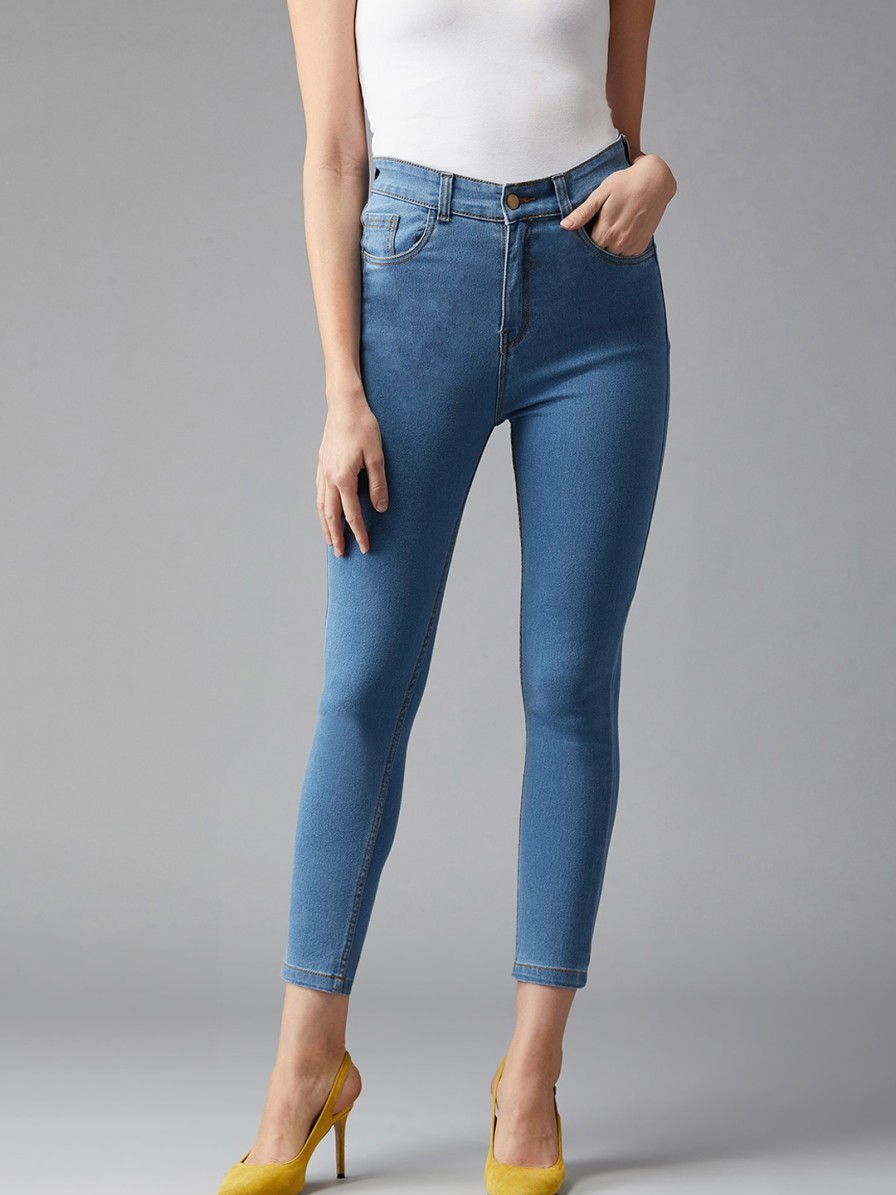 Women DOLCE CRUDO Jeans | Buy Dolce Crudo Women Blue Skinny Fit High Rise Clean Look Stretchable Jeans - Apparel For Women