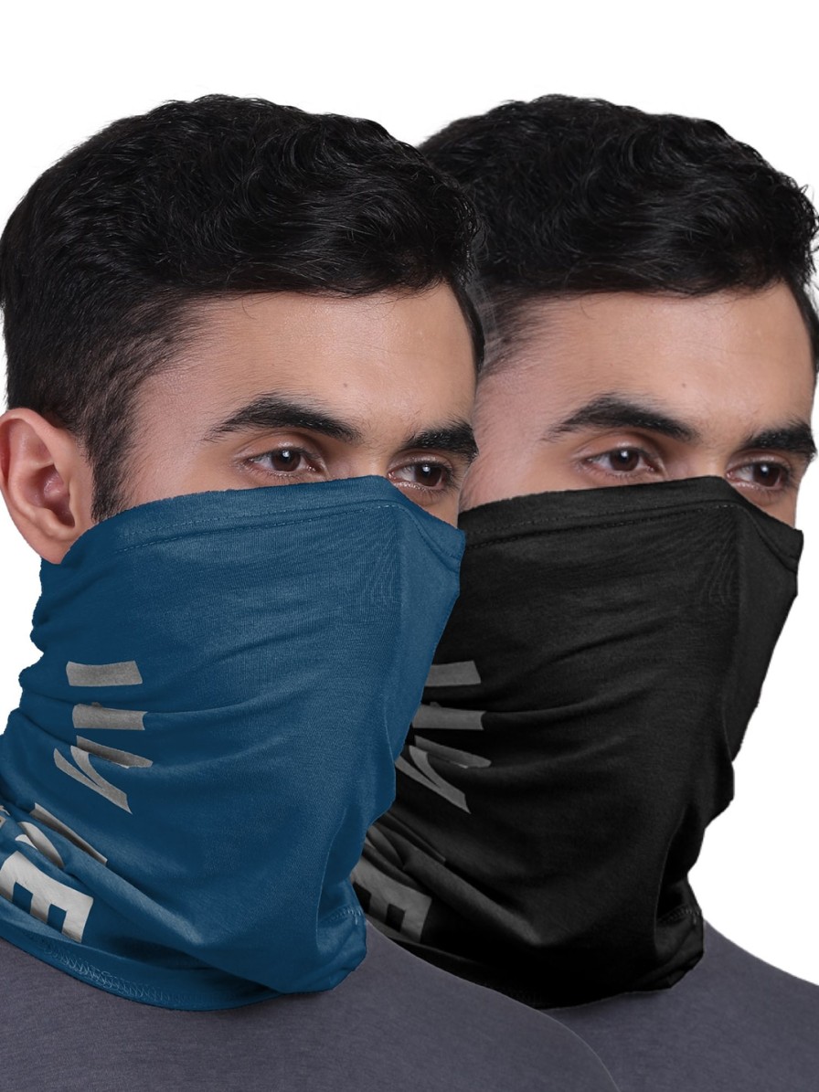 Men FREECULTR Mufflers, Scarves & Gloves | Buy Freecultr Unisex Pack Of 2 Black & Blue Printed Bamboo Anti Microbial Bandana Headband - Accessories For Unisex