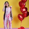 Kids HERE&NOW Dungarees & Jumpsuits | Buy Here&Now Girls Striped Flutter Sleeves Basic Jumpsuit - Apparel For Girls