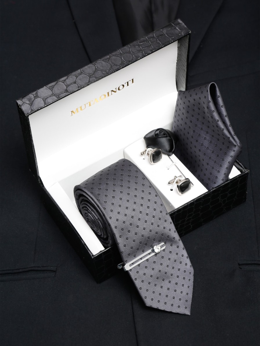 Men MUTAQINOTI Accessory Gift Sets | Buy Mutaqinoti Men Grey & Black Printed Accessory Gift Set - Accessories For Men