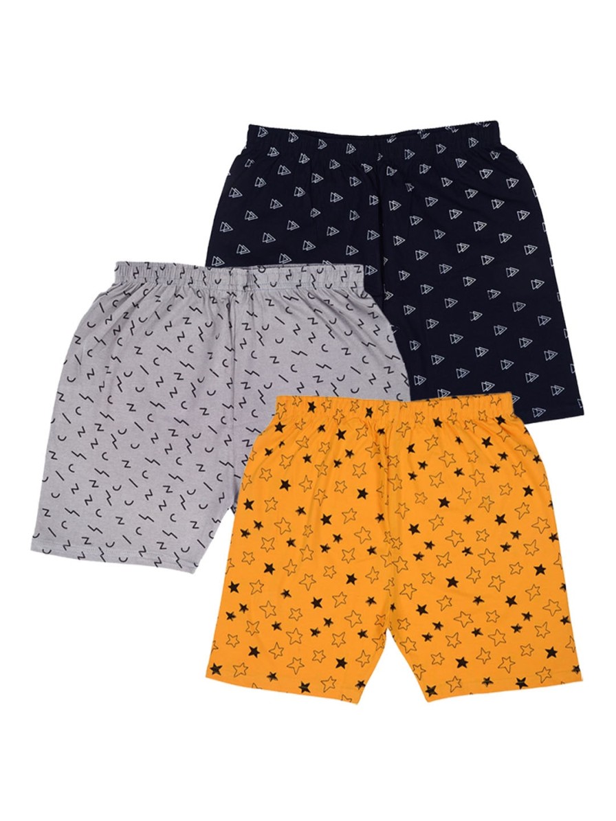 Kids BAESD Shorts | Buy Baesd Boys Pack Of 3 Geometric Printed Pure Cotton Shorts - Apparel For Boys