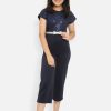 Kids Natilene Party Wear | Buy Natilene Girls Navy Blue Capri Jumpsuit With Embellished - Apparel For Girls