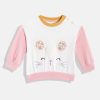 Kids mothercare Mothercare | Buy Mothercare Girls White & Pink Colourblocked Cotton Round Neck Sweatshirt - Apparel For Girls