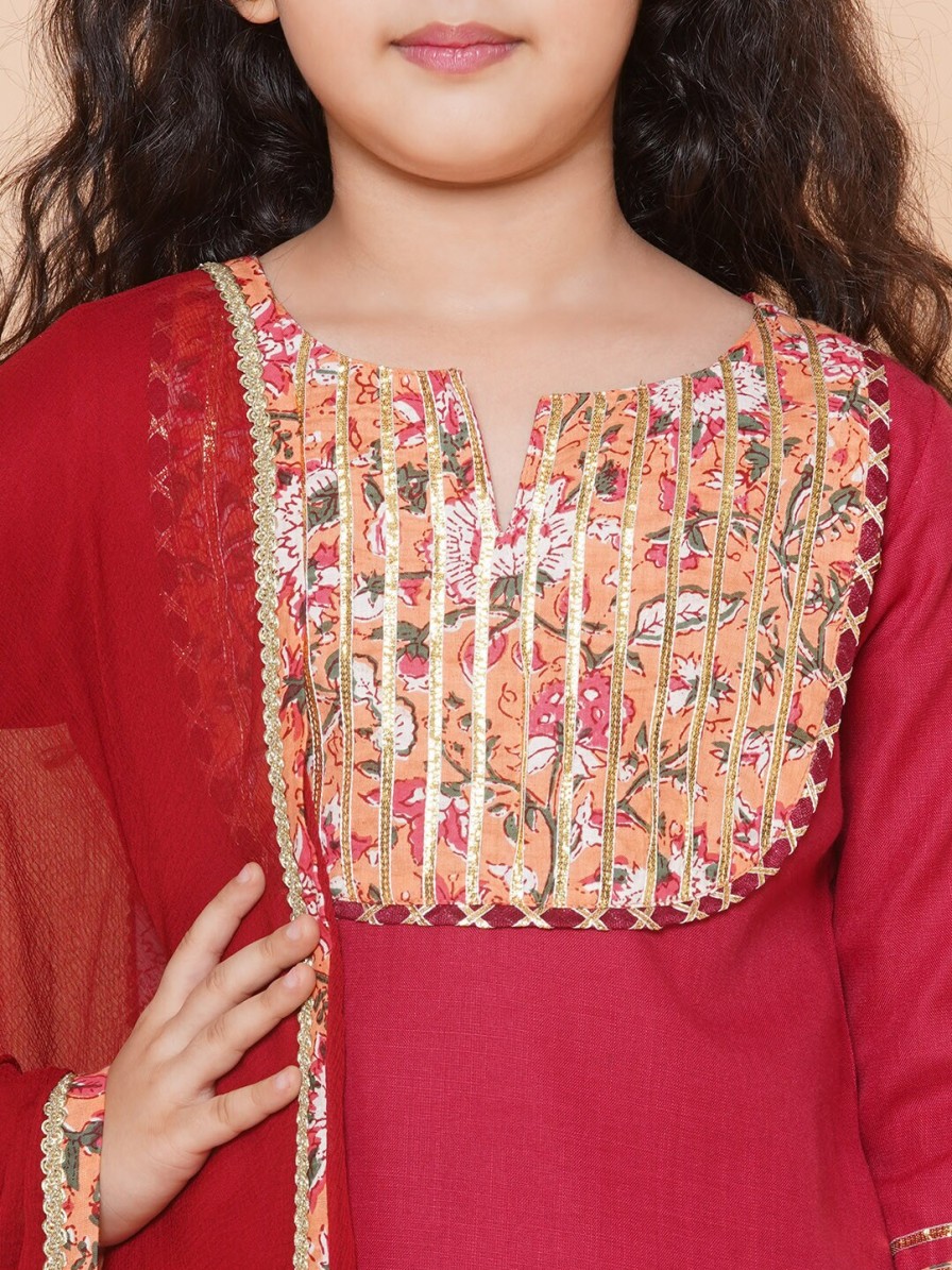 Kids Bitiya by Bhama Lehenga Choli | Buy Bitiya By Bhama Girls Gotta Patti Cotton Ready To Wear Lehenga & Blouse With Dupatta - Apparel For Girls