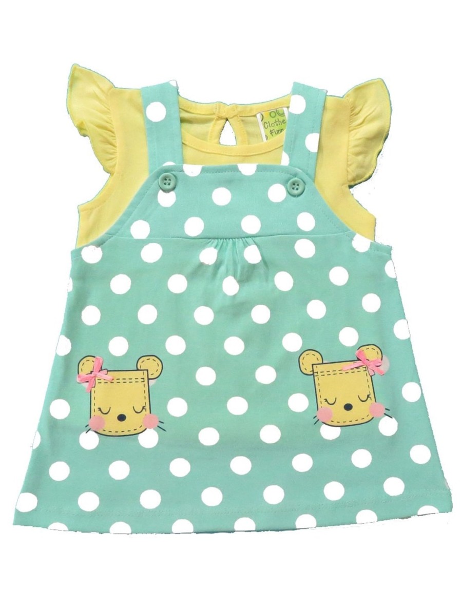 Kids Clothe Funn Dresses | Buy Clothe Funn Girls Polka Dots Printed Cotton Pinafore Dress With Top - Apparel For Girls